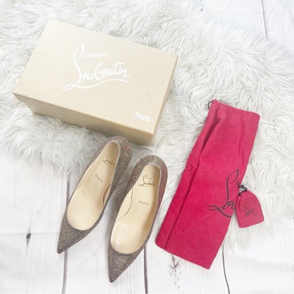 Christian Louboutin Women's Décolleté 554 85mm Glitter Gold‎ Regina Size 40.5 - Picture 2 of 8